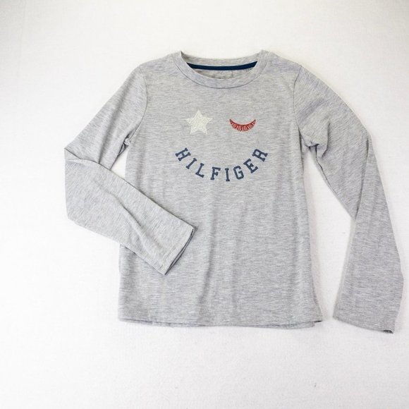 Tommy Hilfiger Kids Youth Shirt Gray Large 12 - 14  Long Sleeve Crew Neck Girls - Picture 1 of 9